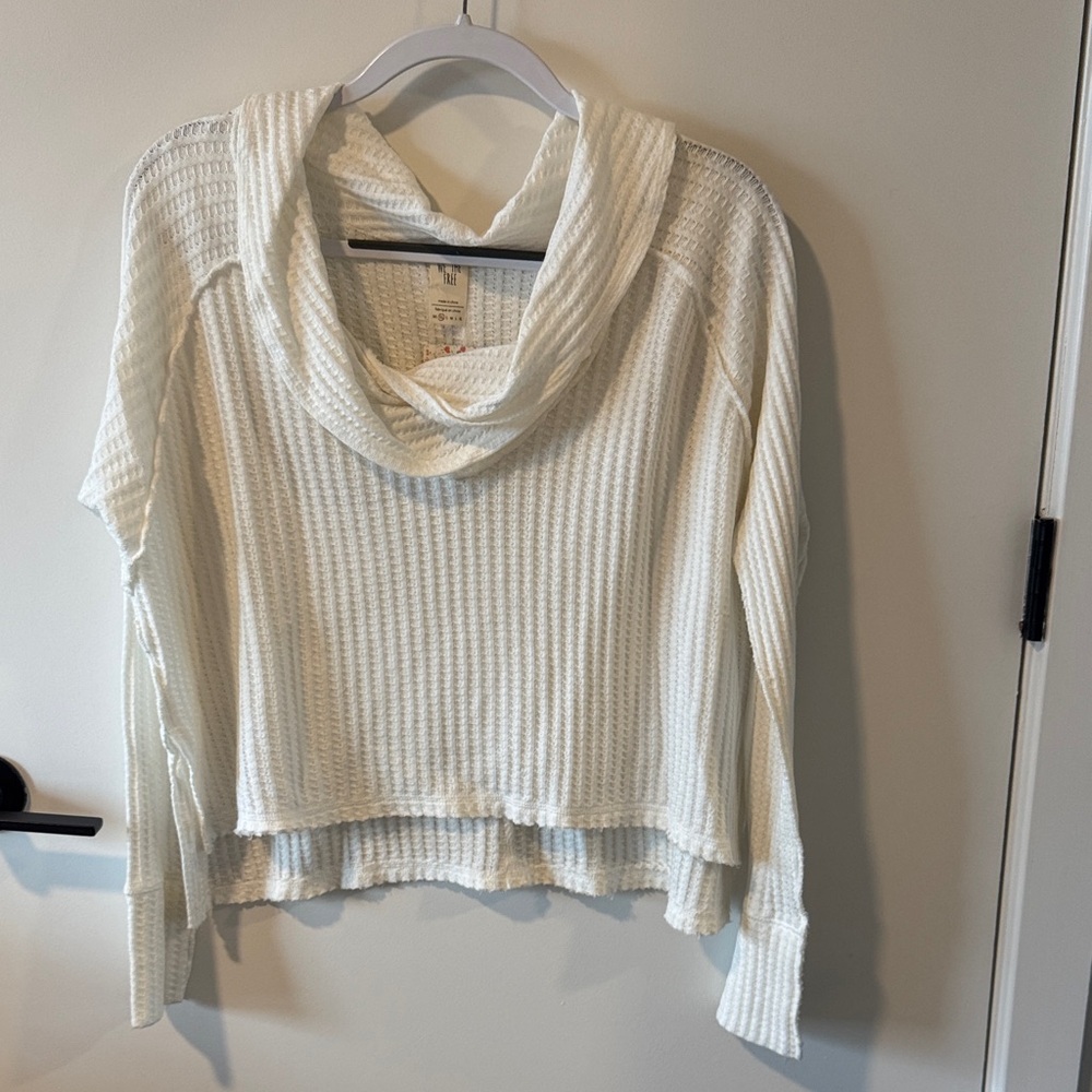 Free People Cream Cowl Neck Sweater